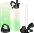 Water Bottle Insulated 32oz 40oz 64oz 128oz Straw Lid Spout Lid & 3 Lids by POYAKU