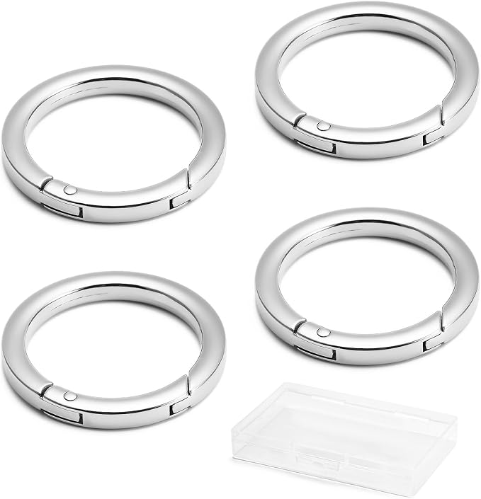 DEVPSISR 4pcs Flat Trigger Spring O Rings, Metal Keychain Ring Round Carabiner - Image 3