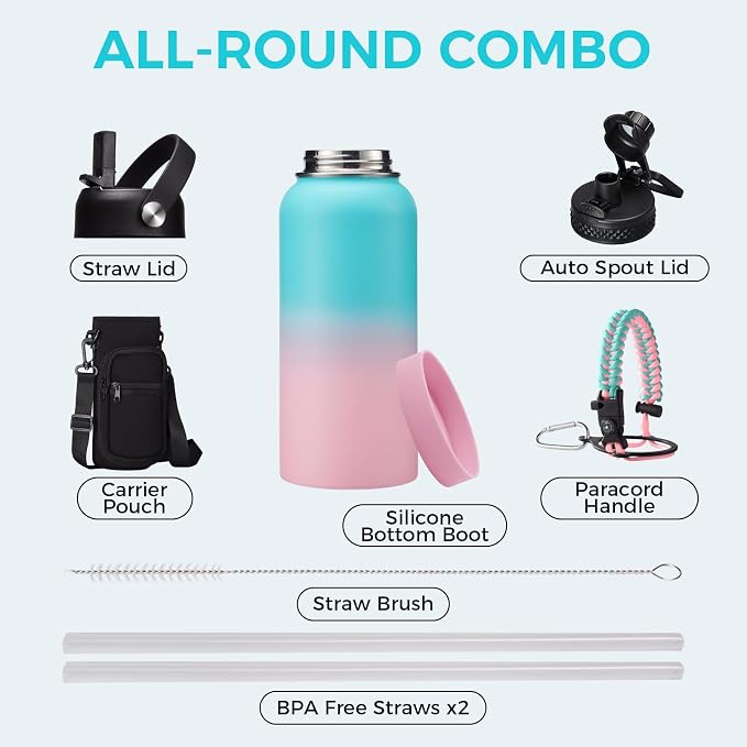32/40/64 OZ Water Bottle with Straw - Image 2