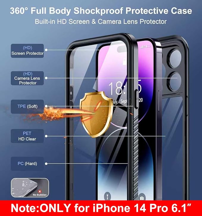 SPIDERCASE Only Designed for iPhone 14 Pro Case Waterproof, Built-in Lens & - Image 6