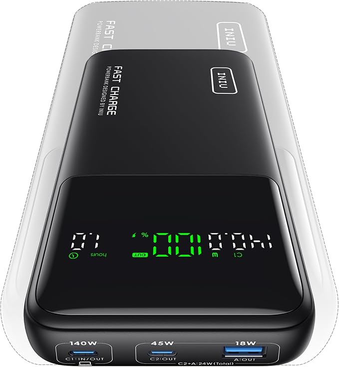 INIU 25000mAh Power Bank, Compact High Capacity 140W Laptop Portable Charger by INIU