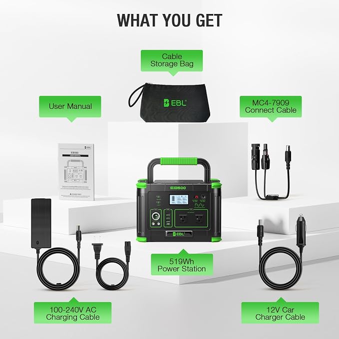 EBL 519Wh Solar Generator Kit 500W Portable Power Station - Image 8