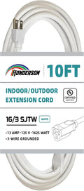 Indoor Outdoor Extension Cord Weatherproof, UL Certified, 16 Gauge 10FT White 3 by HONDERSON