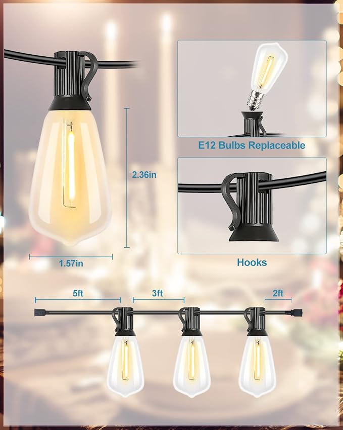 Lightdot 450FT Outdoor String Lights, LED Bistro String Lights - Image 3