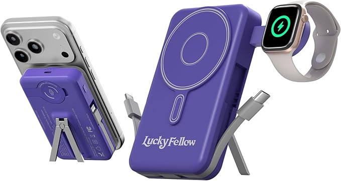 Magnetic Portable Charger Built-in Cables, 10000mAh Fast Charging Wireless by Unknown