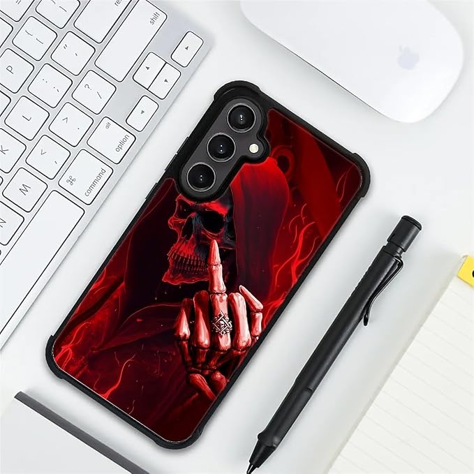 for Samsung Galaxy S23 FE Case, Gestures Funny Skull Pattern Graphic Design - Image 7