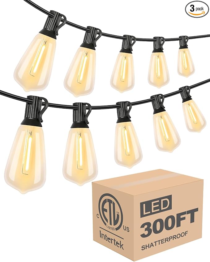Lightdot 300FT Outdoor String Lights, LED Bistro String Lights by LightdotLighting
