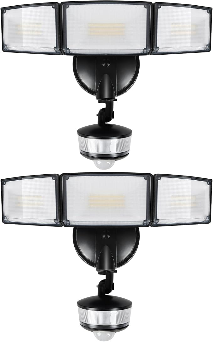 LUTEC 2 Pack 74W 8000 Lumen Motion Sensor Outdoor Lights, 5000K Daylight by LUTEC