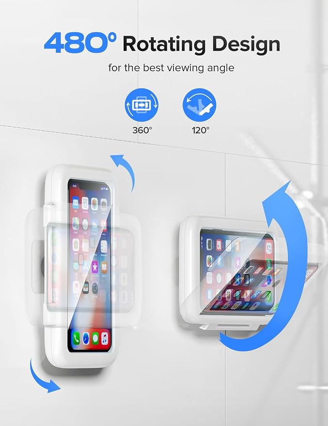 LC-dolida Shower Phone Holder Waterproof, 480° Rotatable Adjustable Bathroom - Image 6
