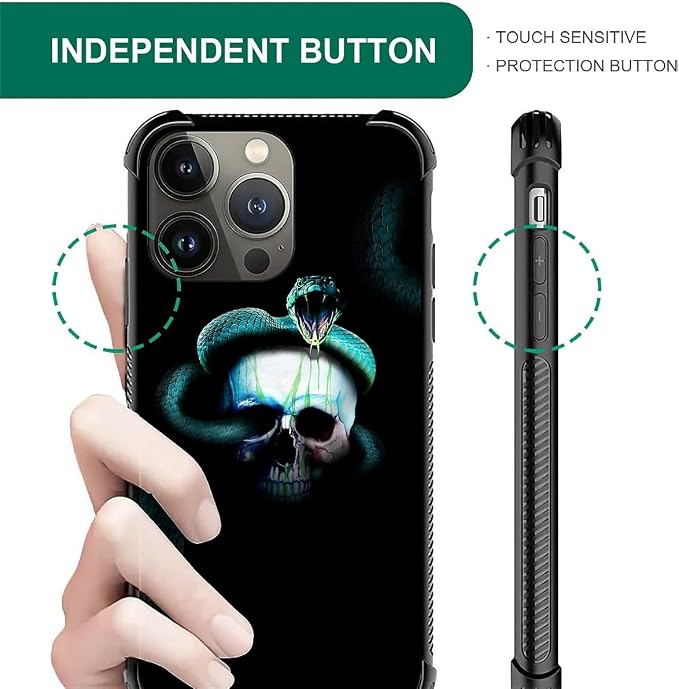 for iPhone 14 Pro Max Case, Skeleton Winding Snake Pattern Graphic Design Girl - Image 5