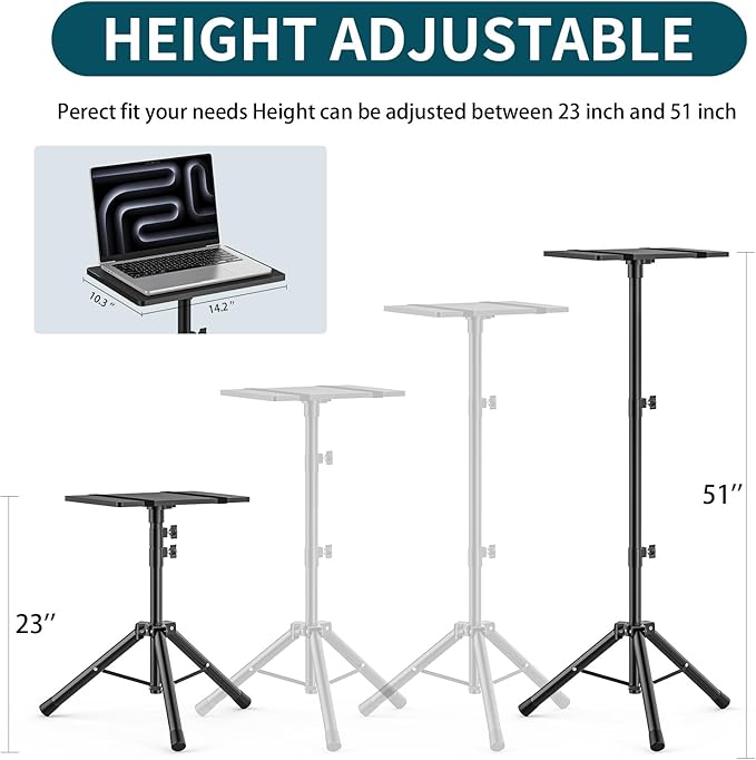 GLEAM Projector Stand Tripod from 23" to 51", Laptop Tripod Stand - Image 2