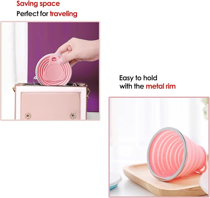 Silicone Collapsible Cups for Camping Travel, Small Portable Backpacking - Image 3