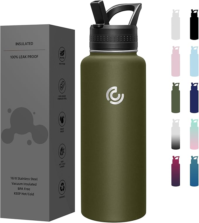 COKTIK 40oz Sports Water Bottle, Stainless Steel Water Bottle by coktik