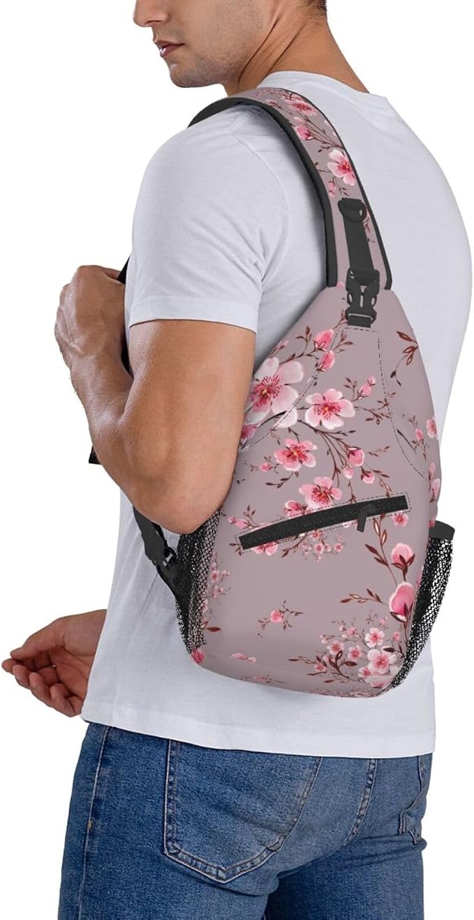 Pink Cherry Blossom Crossbody Sling Bag - Image 7