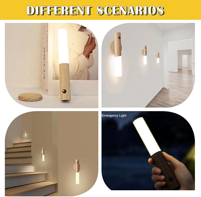 LANDGOO Wooden Motion Sensor Night Lights Magnet Body Sensor Hallway Night - Image 7