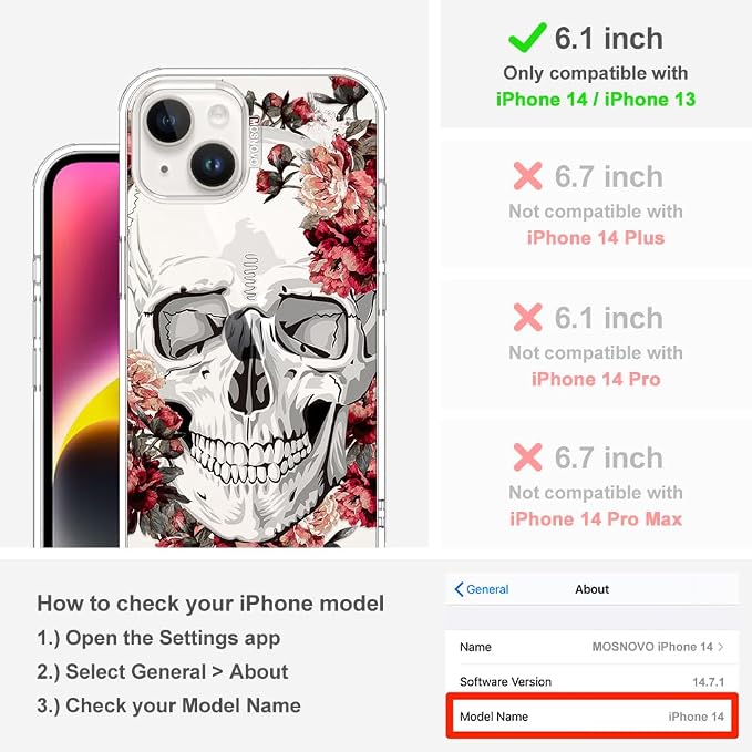 MOSNOVO for iPhone 13/14 Case | Military Grade 6.6ft Drop Tested | Clear - Image 2