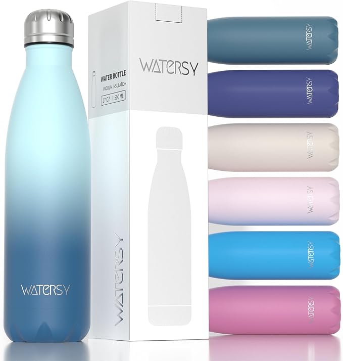 WATERSY Stainless Steel water bottles, 17oz/500ml Insulated Water Bottles by Watersy