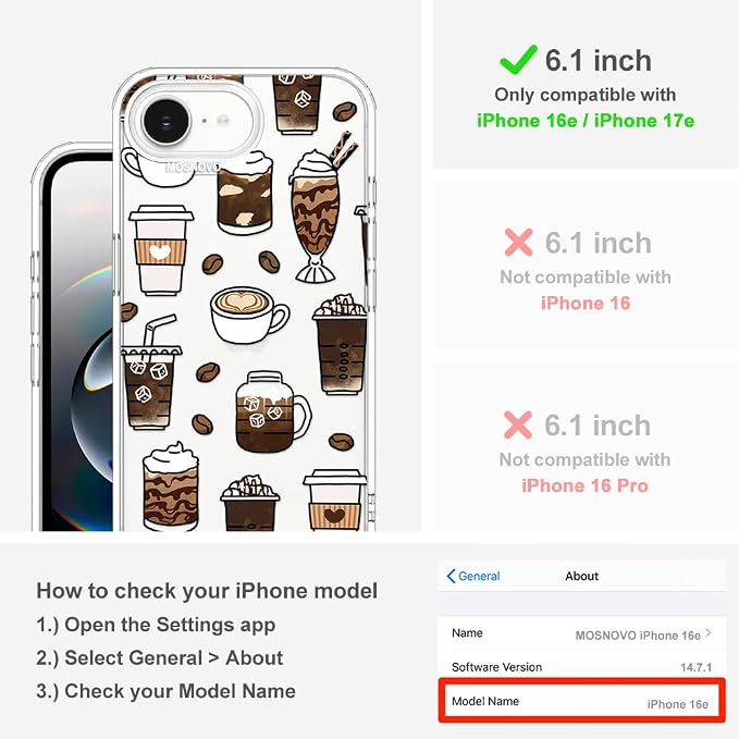MOSNOVO for iPhone 17e Case/iPhone 16e Case, Shockproof Military-Grade - Image 2