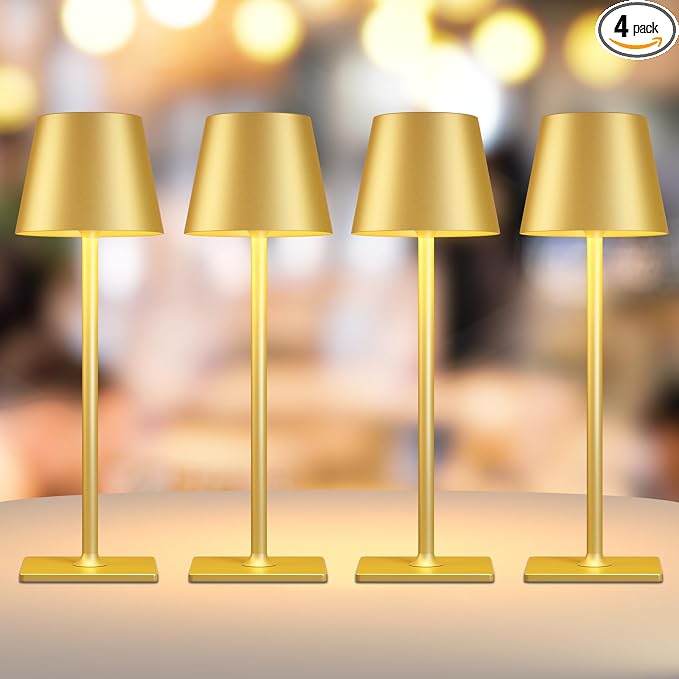 Yogaret 4 Pack Gold Rechargeable Led Cordless Table Lamps, Cordless Lamp by YogaretCeilingLight