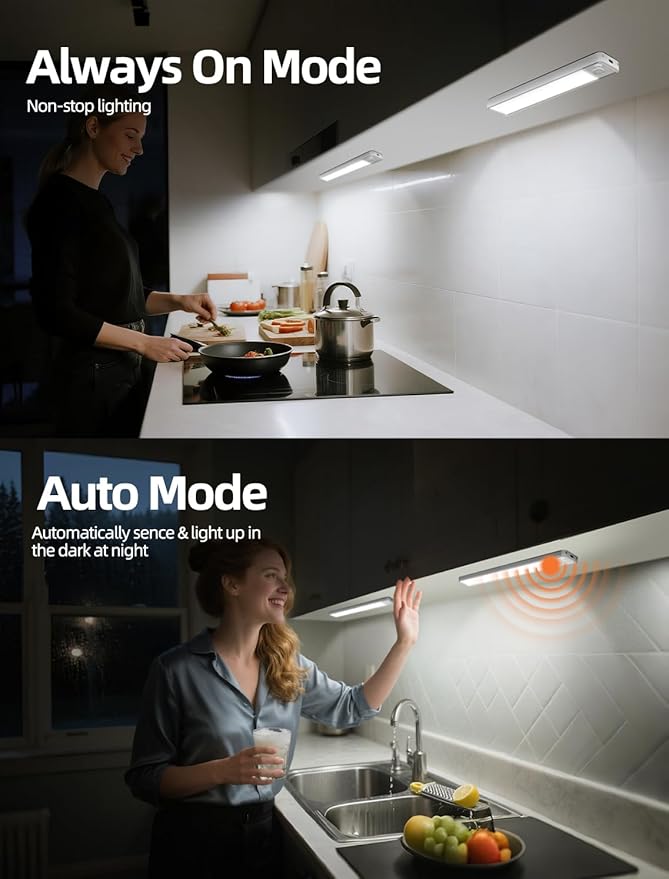 Under Cabinet Rechargeable Lighting: 8 Inch Motion Sensor Dimmable Lights Indoor - Image 7