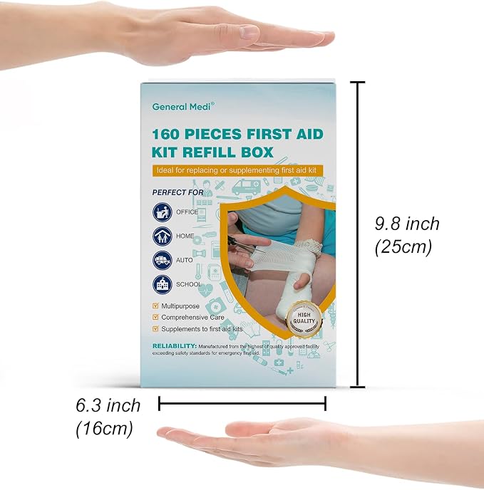 General Medi 160 Piece First Aid Kit Bag Refill Kit - Image 2