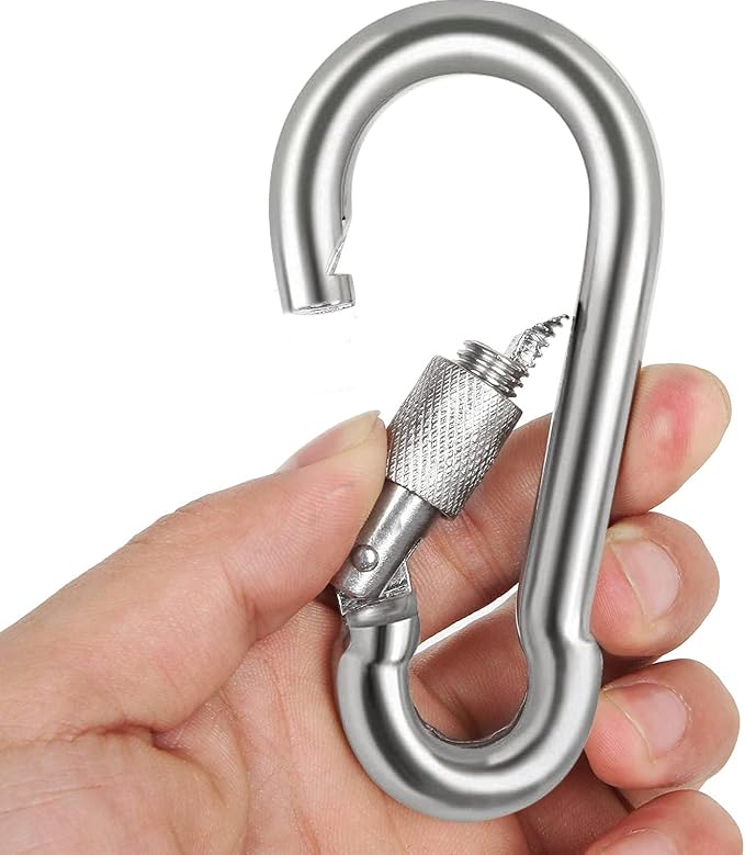 Locking Carabiner Clips, Stainless Steel Spring Snap Hook Locking Carabiner - Image 6