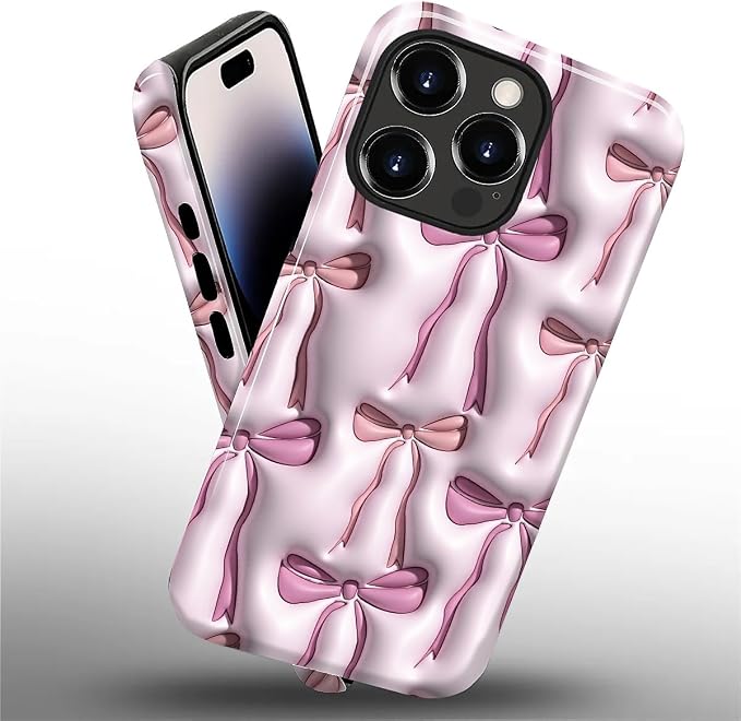 for iPhone 14 Pro Case, HL2 Abstract Ribbons Bows Hybrid 2 Layer Hard Shell - Image 2