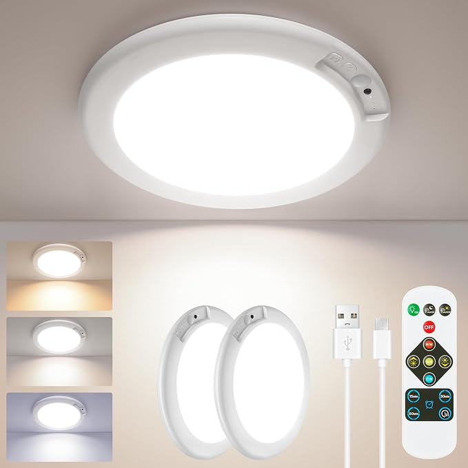 SunRider 2-Pack Rechargeable Motion Sensor LED Ceiling Light by SunRider