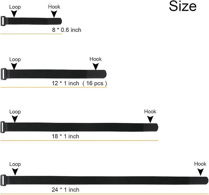 YiwerDer 1 x 12" Hook and Loop Reusable Fastening Nylon Cable Straps, Durable - Image 4