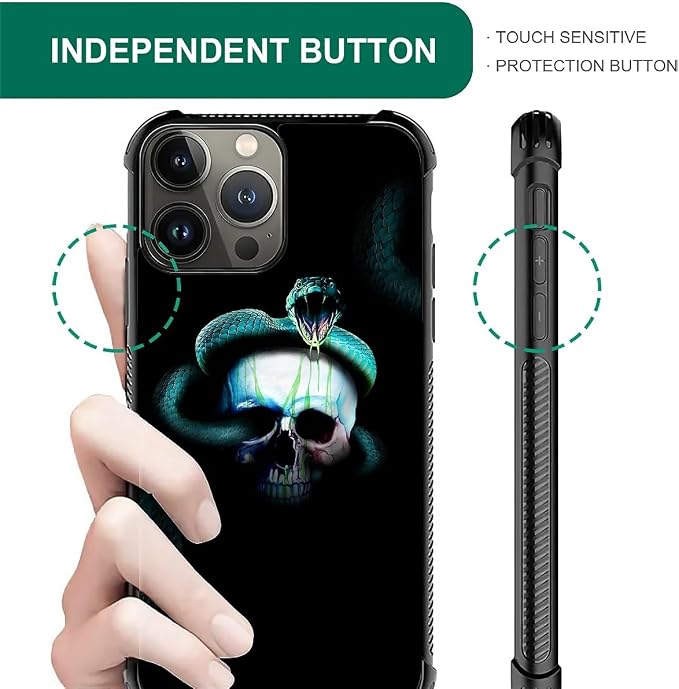 for iPhone 15 Pro Max Case, Skeleton Winding Snake Pattern Graphic Design Girl - Image 6