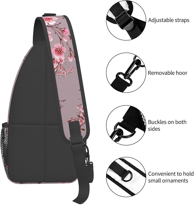 Pink Cherry Blossom Crossbody Sling Bag - Image 4
