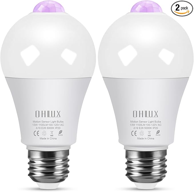 Motion Sensor LED Light Bulbs Outdoor, 13W Dusk to Dawn Sensor Bulb PIR by OHLUX-YourIndoorOutdoorSpaceLightingPartner