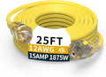 25FT 12/3 Gauge Heavy Duty Outdoor Extension Cord Waterproof, Weatherproof by primoWire