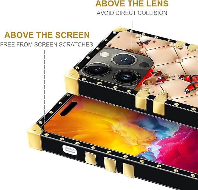 Compatible with iPhone 15 Pro Case, Shining Red Rose Butterfly Leather - Image 7