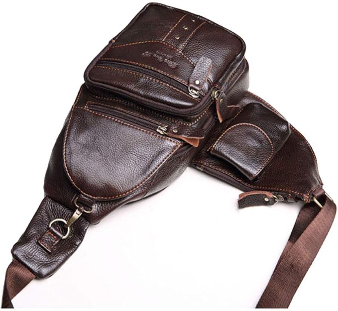 Hebetag Leather Sling Bag Crossbody Backpack - Image 4