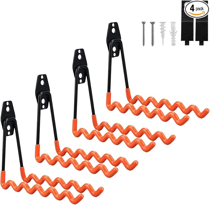 Garage Hooks Heavy Duty, 4 Pack Wave Steel Garage Storage Hooks by BRCRXW