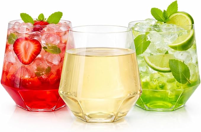 Oojami 40 count Diamond 12 Ounce Cups Unbreakable Stemless Plastic Wine by Oojami