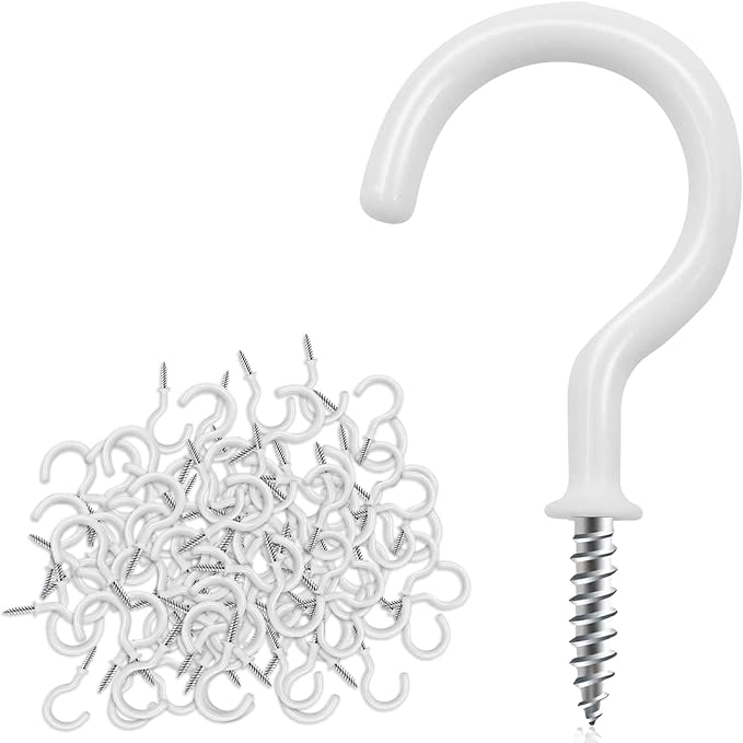 Cup Screw Hooks, 3/4 inch Vinyl Coated Ceiling160 Pack Screw in Hooks Plant by DRTDERUITAI