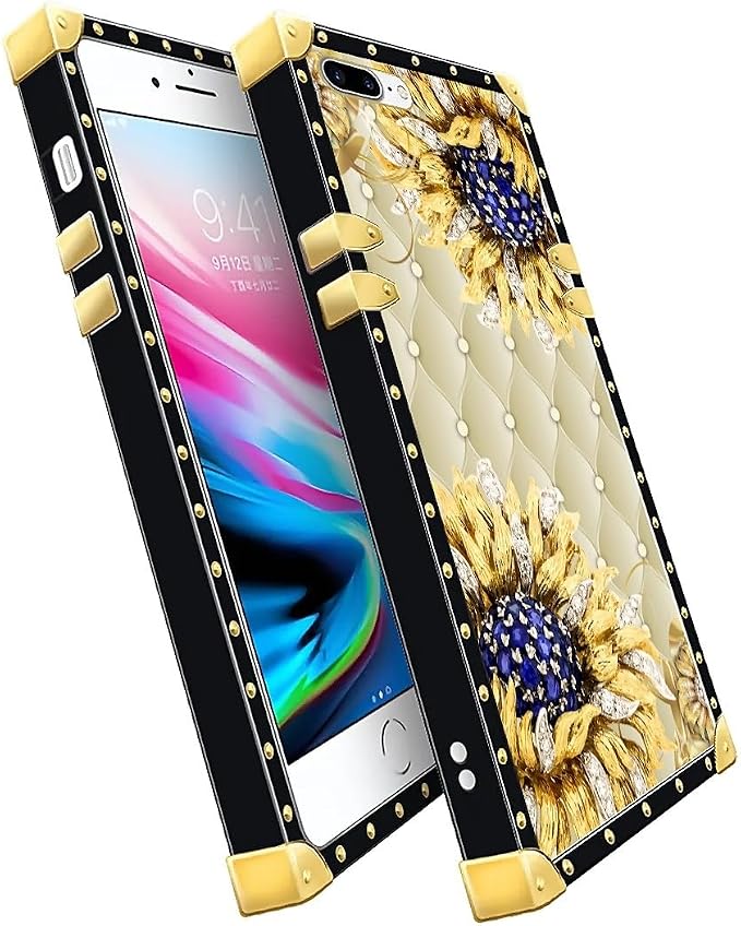 Compatible with iPhone 8 Plus 7 Plus Case, Sunflower Diamonds Leather Luxury - Image 3