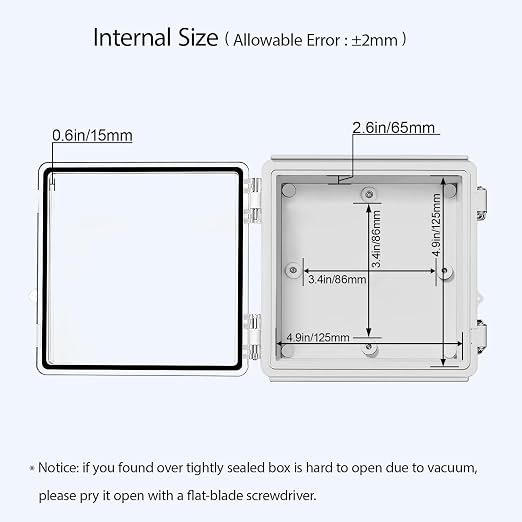 LeMotech Electrical Box, IP67 Waterproof Hinged Clear Cover Stainless Steel - Image 5