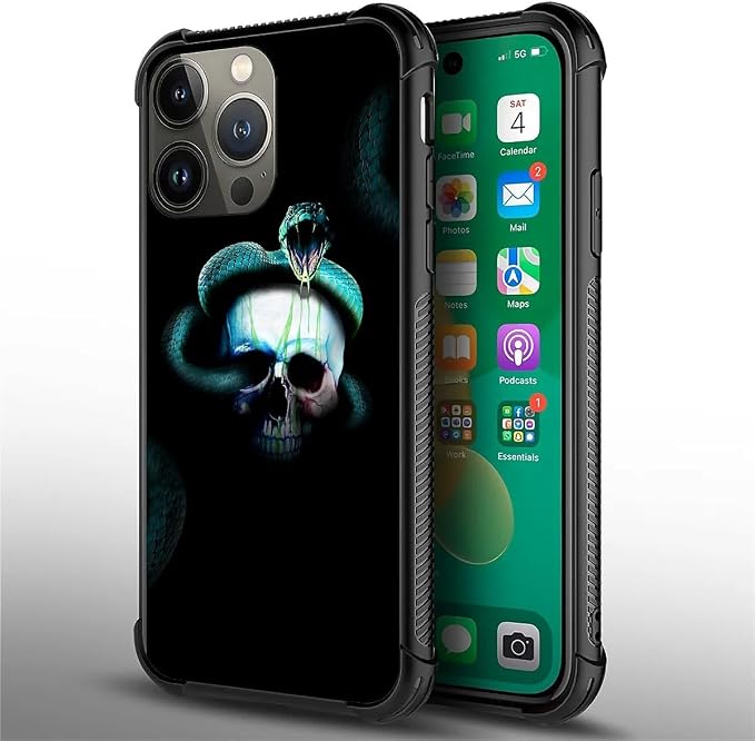 for iPhone 14 Pro Max Case, Skeleton Winding Snake Pattern Graphic Design Girl - Image 3