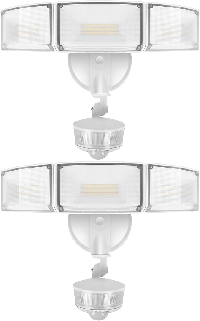 LUTEC 2 Pack 74W 8000 Lumen Motion Sensor Outdoor Lights, 5000K Daylight by LUTEC