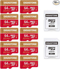 【5-Years Data Recovery】 GIGASTONE 64GB Micro SD Card 10-Pack, 4K Camera Pro by Gigastone