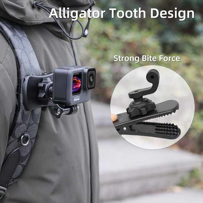 Backpack Strap Clip Mount, 360° Rotation Backpack Clamp Mount Compatible - Image 3