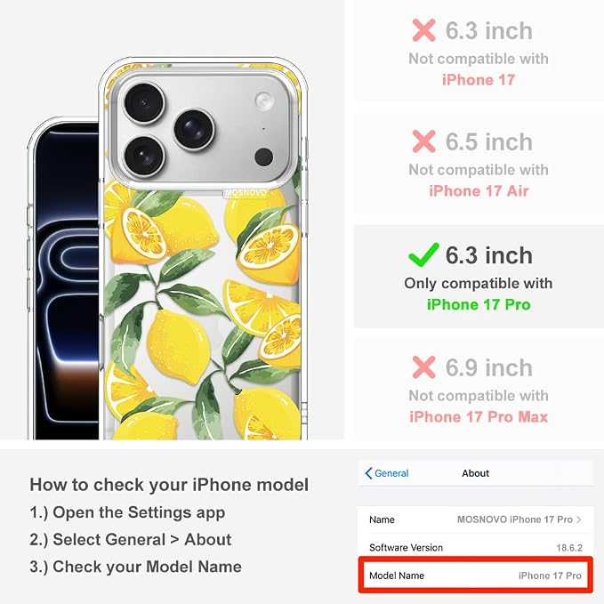 MOSNOVO for iPhone 17 Pro Case | Military Grade 6.6ft Drop Tested | Camera - Image 2