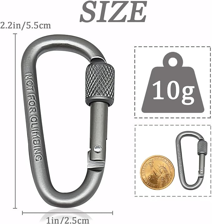 YUCHIYA 8 Pack D-Shape Carabiner Clasp - Image 2