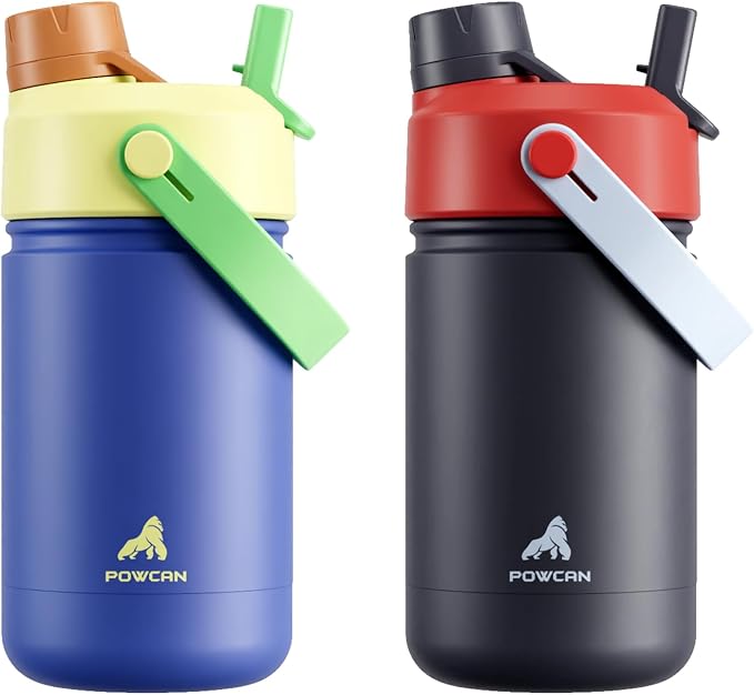 POWCAN 2 Pack 12 oz Kids Insulated Water Bottle by POWCAN
