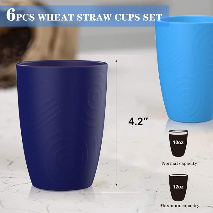 Homienly Cup Sets for Kitchen 12oz Wheat Straw Cups Unbreakable Drinking Cups - Image 2