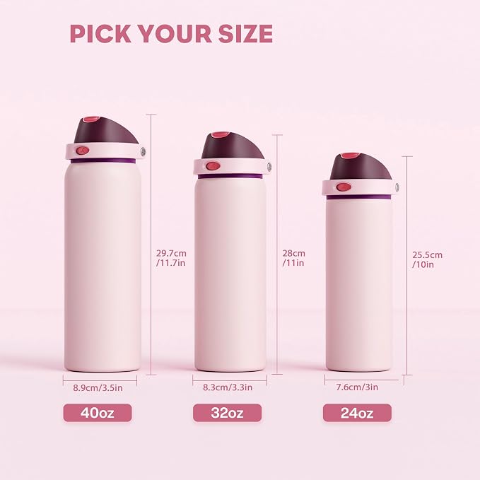 POWCAN 24 oz Stainless Steel Water Bottle: 2-in-1 Push-Button Spout & - Image 8