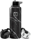 IRON °FLASK Camping & Hiking Hydration Flask - 40 oz Black Marquina by IronFlask
